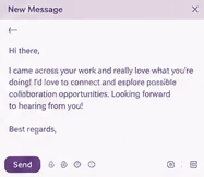 Illustrative sample: personalized outreach email draft